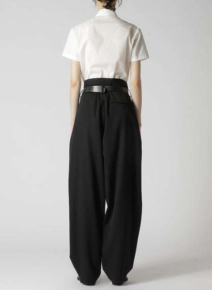 WOOL GABARDINE HIGH WAIST BELTED PANTS