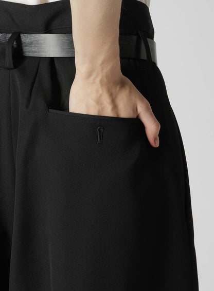 WOOL GABARDINE HIGH WAIST BELTED PANTS