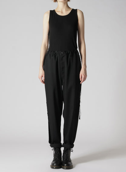 WOOL GABARDINE SIDE DETAIL PANTS