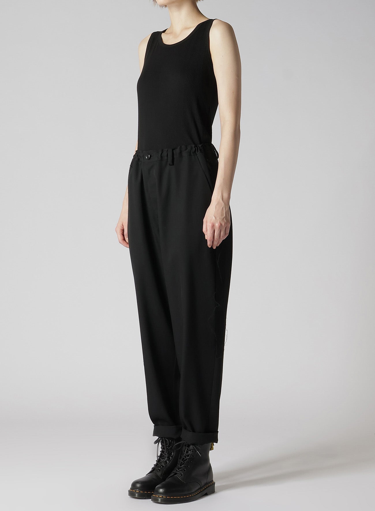 WOOL GABARDINE SIDE DETAIL PANTS