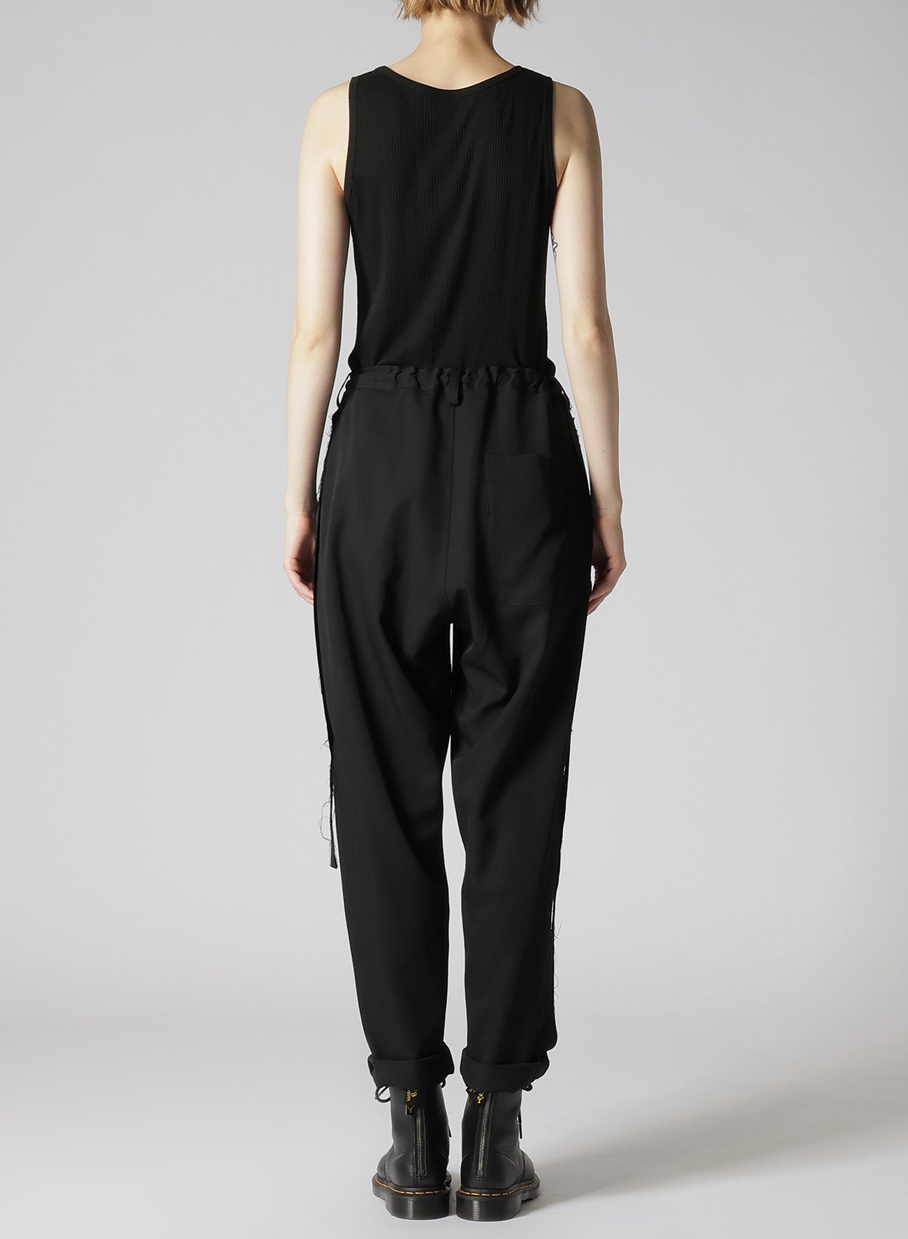 WOOL GABARDINE SIDE DETAIL PANTS