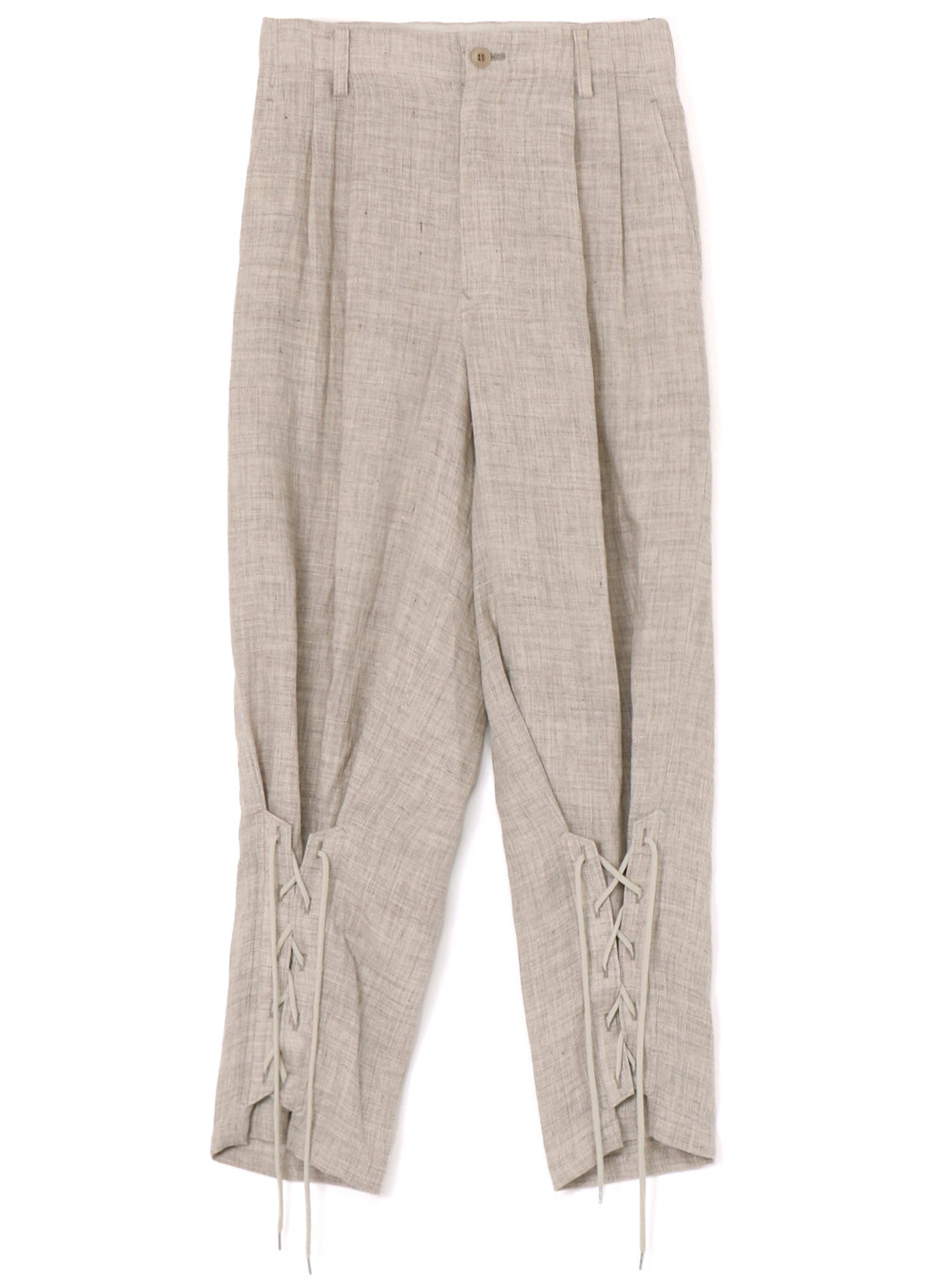 LINEN TWEED LACE UP HEM PANTS