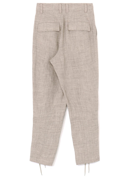 LINEN TWEED LACE UP HEM PANTS