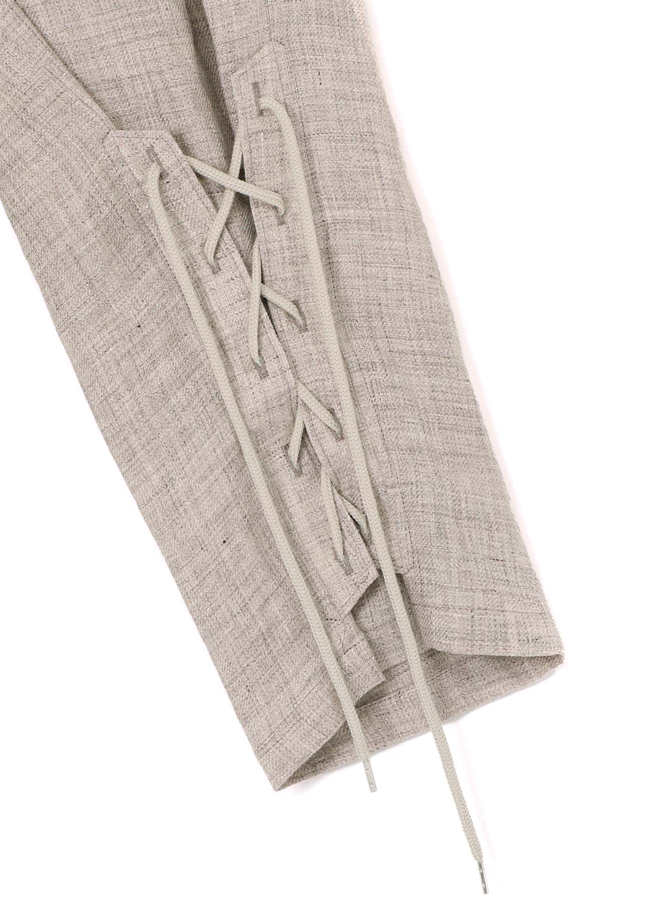 LINEN TWEED LACE UP HEM PANTS