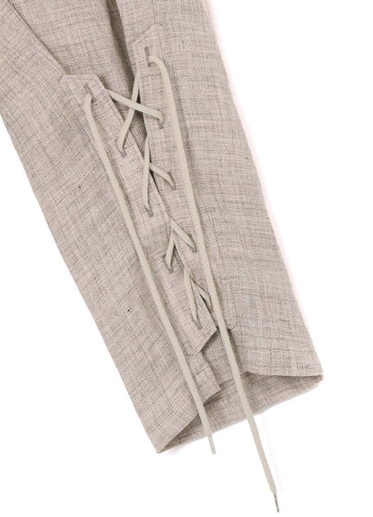 LINEN TWEED LACE UP HEM PANTS