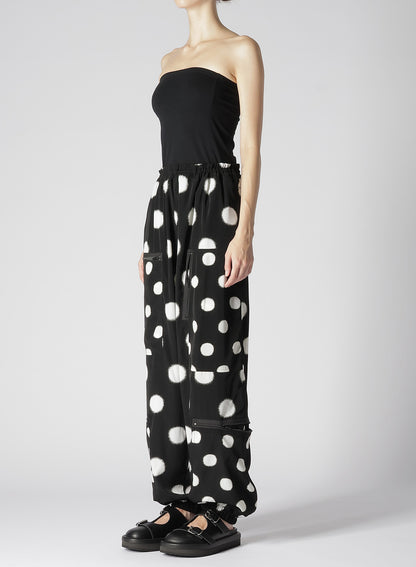 LARGE POLKA DOT CRAPE DE CHINE ZIPPER POCKET PANTS