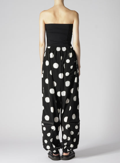 LARGE POLKA DOT CRAPE DE CHINE ZIPPER POCKET PANTS