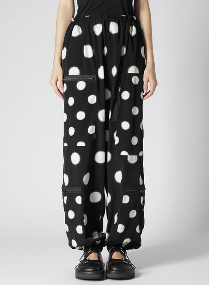 LARGE POLKA DOT CRAPE DE CHINE ZIPPER POCKET PANTS