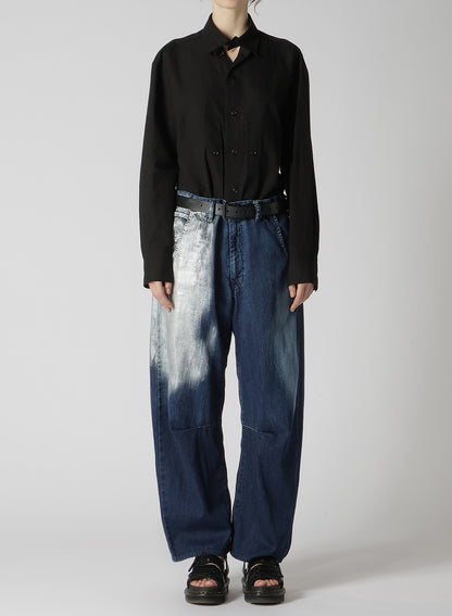 WIDE LEG GUSSETED DENIM PANTS