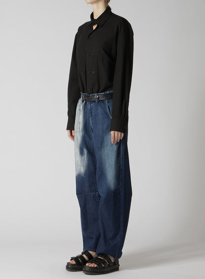 WIDE LEG GUSSETED DENIM PANTS