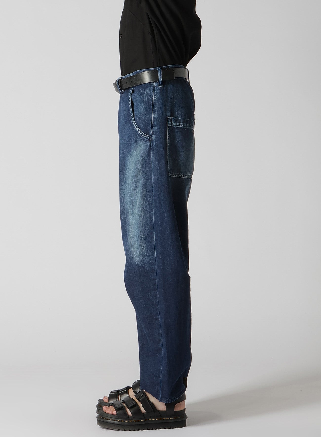 WIDE LEG GUSSETED DENIM PANTS