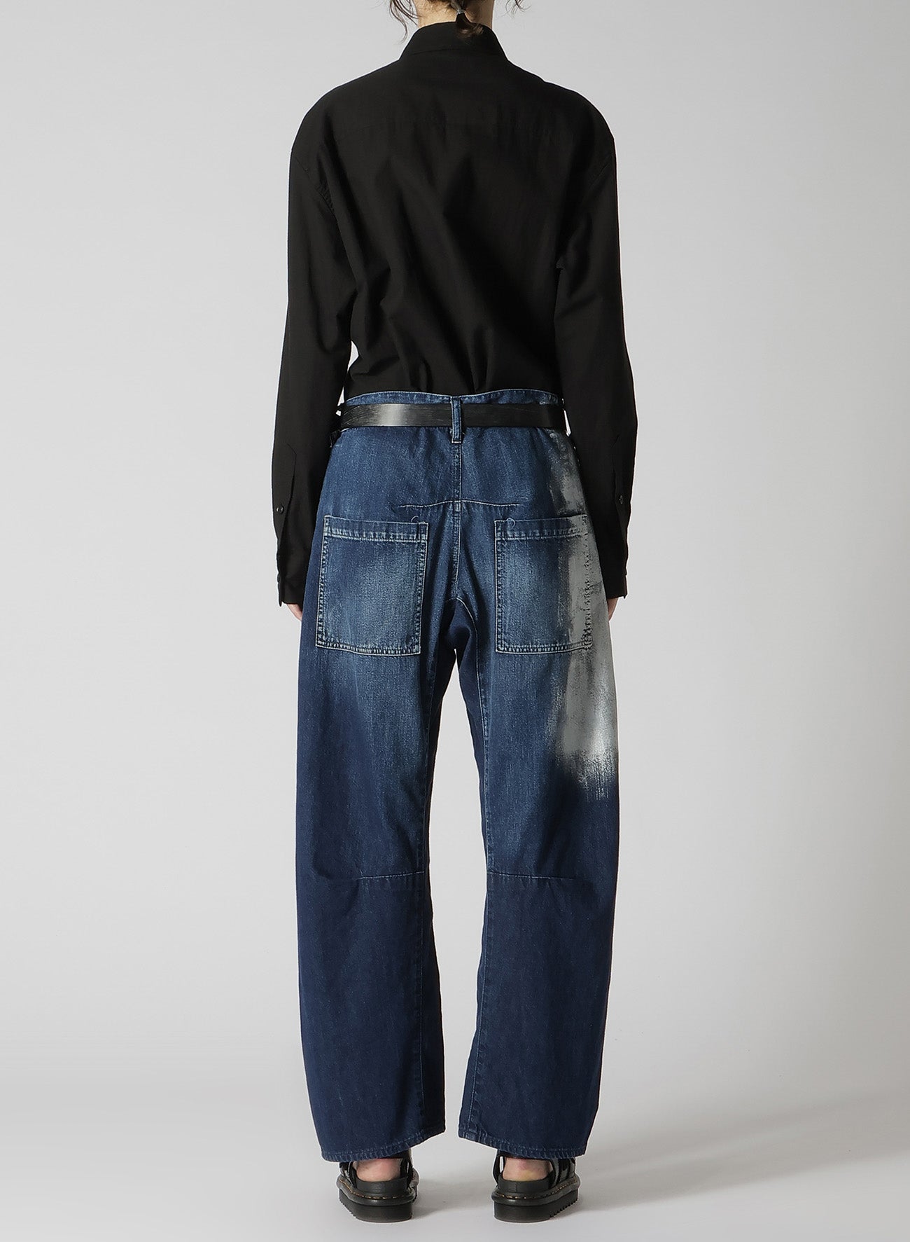 WIDE LEG GUSSETED DENIM PANTS