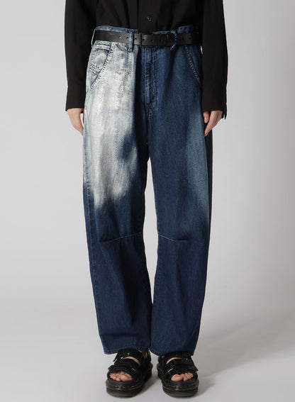 WIDE LEG GUSSETED DENIM PANTS