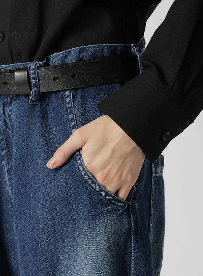 WIDE LEG GUSSETED DENIM PANTS