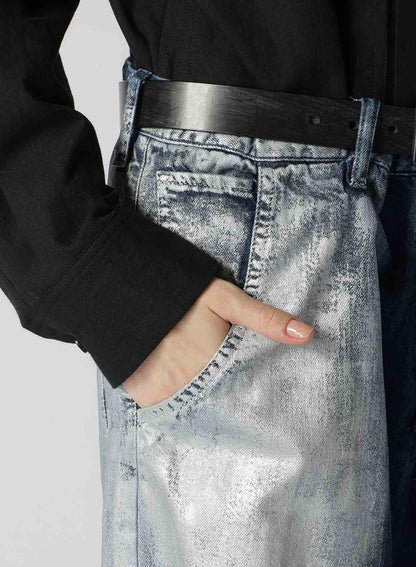 WIDE LEG GUSSETED DENIM PANTS