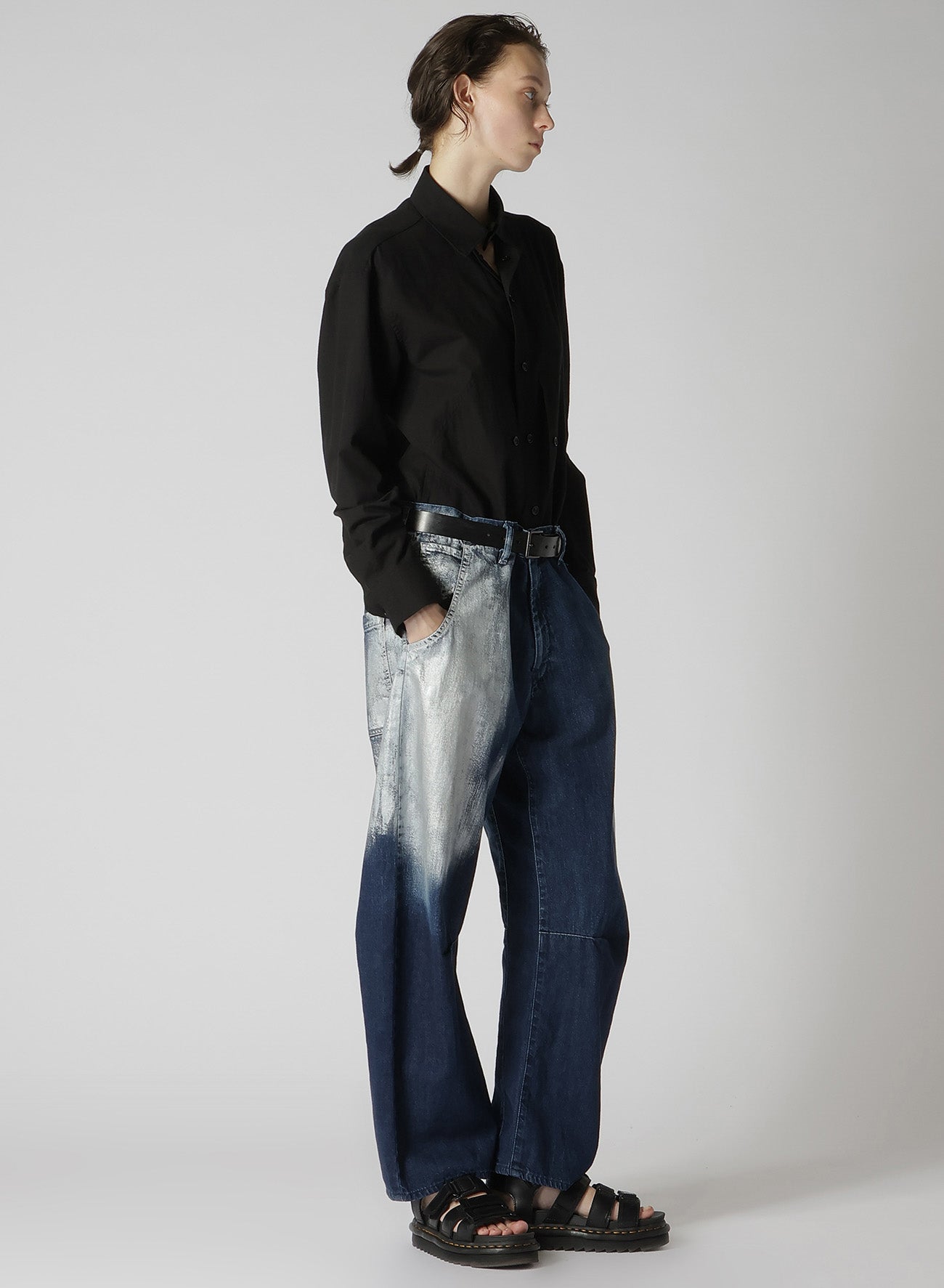 WIDE LEG GUSSETED DENIM PANTS