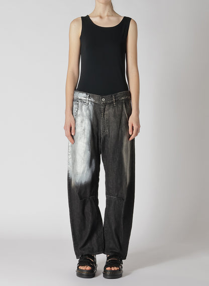 WIDE LEG GUSSETED DENIM PANTS