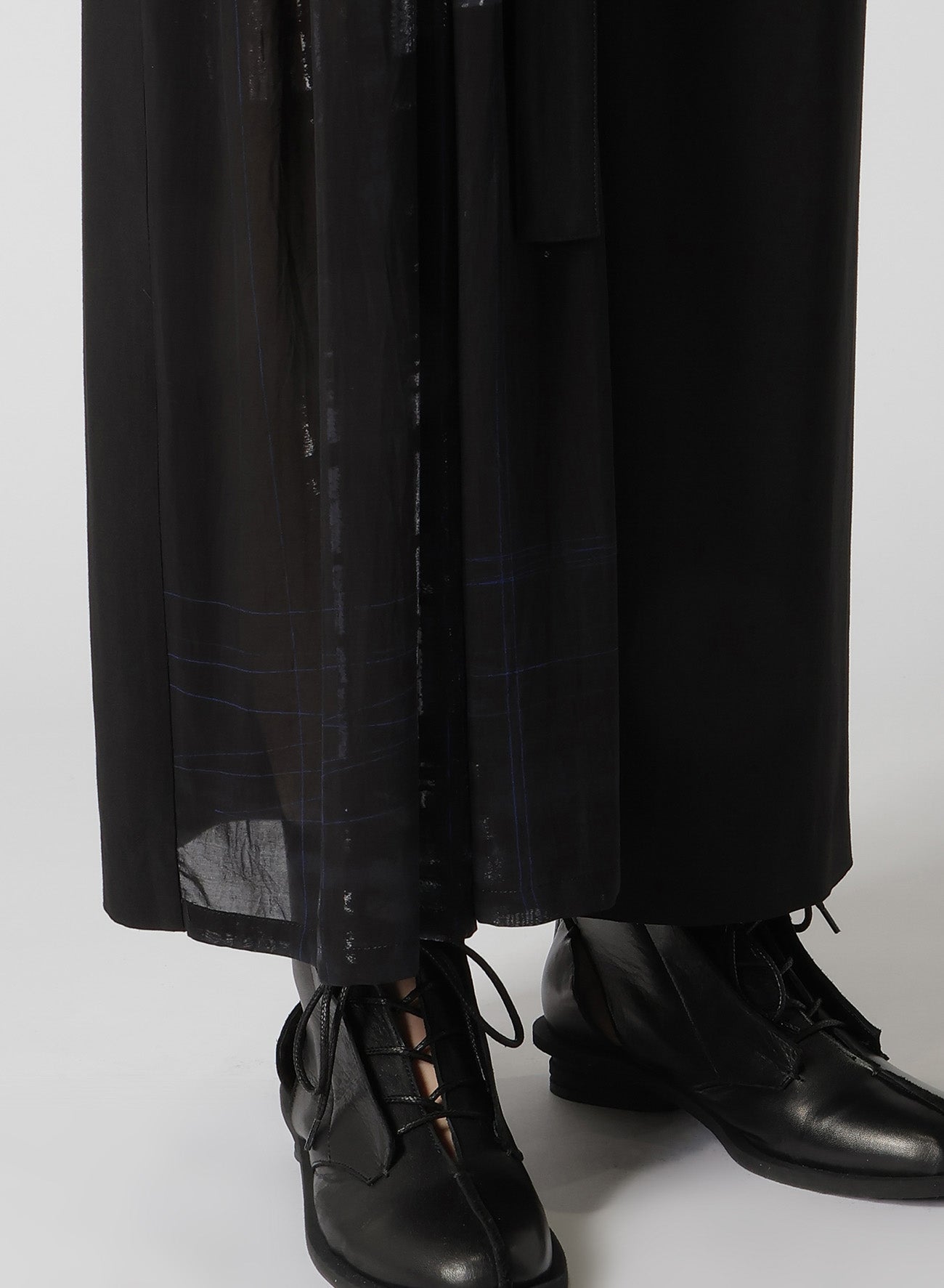 HAND PAINTED PLAID PRINT DOUBLE BELTED SKIRT