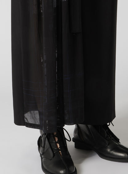 HAND PAINTED PLAID PRINT DOUBLE BELTED SKIRT