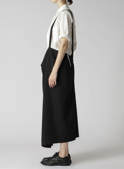 WOOL GABARDINE DRAPE SUSPENDER SKIRT