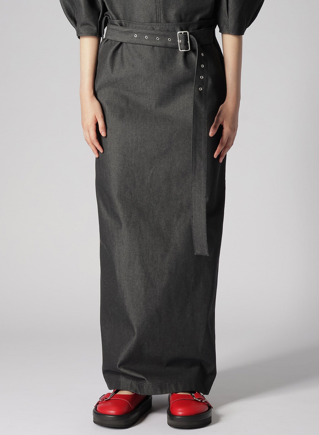 HARD TWISTED COTTON TWILL WRAP SKIRT