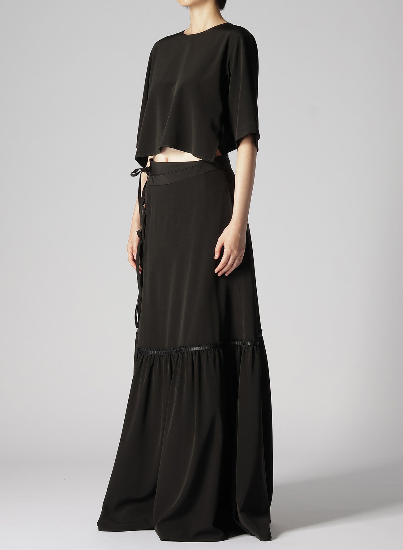 TRIACETATE/POLYESTER TEARED SKIRT