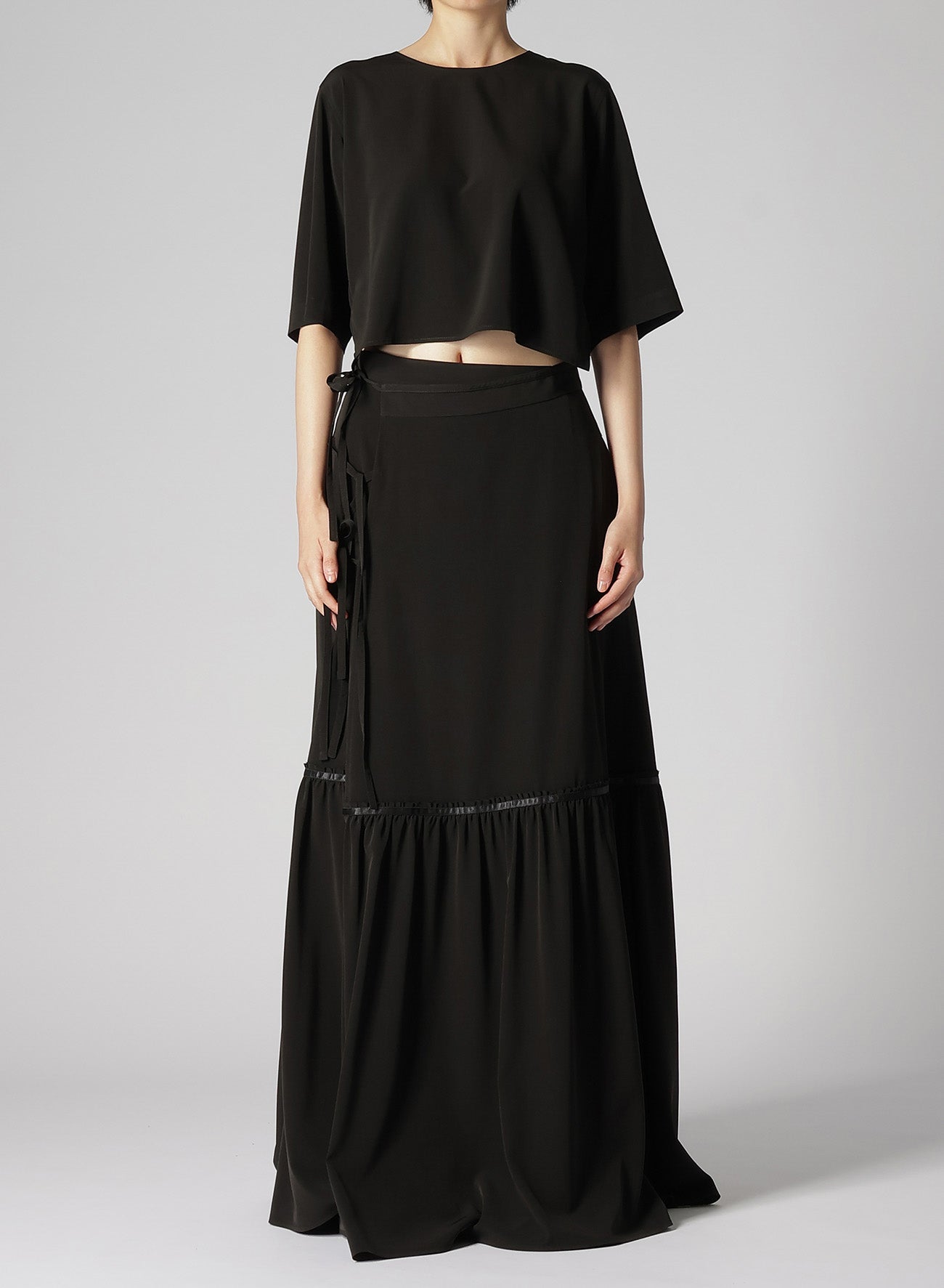 TRIACETATE/POLYESTER TEARED SKIRT