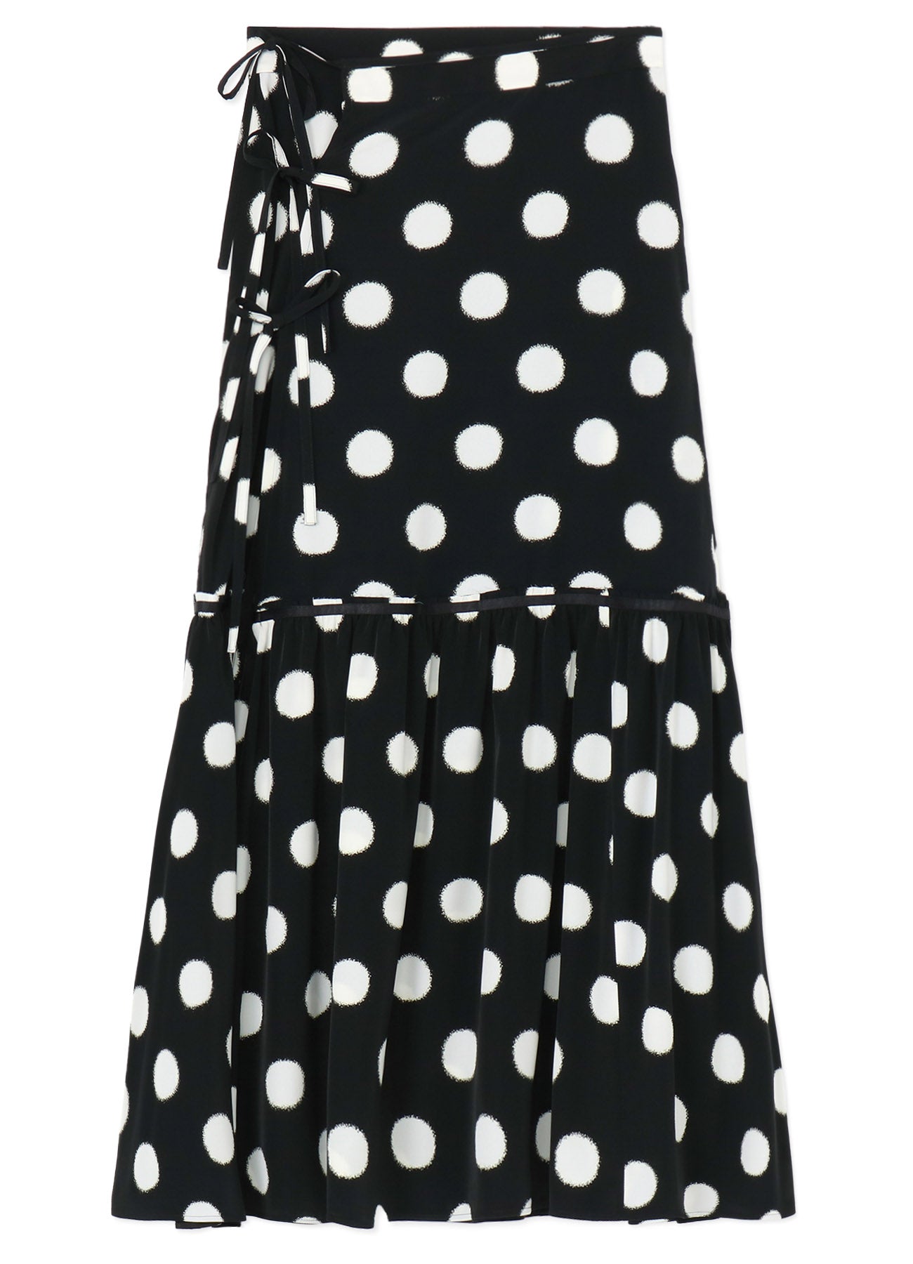 SMALL POLKA DOT CRAPE DE CHINE TEARED SKIRT