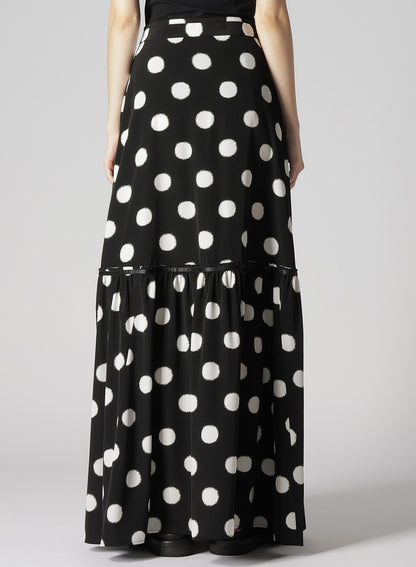 SMALL POLKA DOT CRAPE DE CHINE TEARED SKIRT