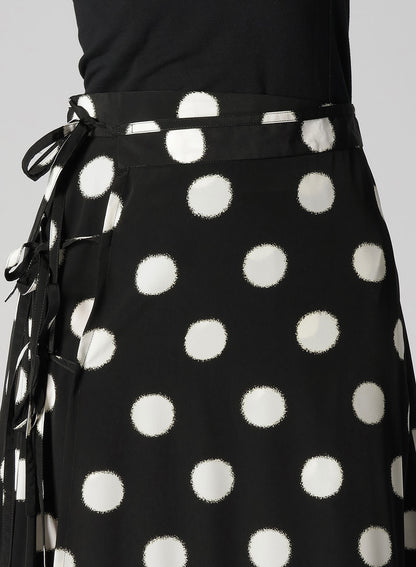 SMALL POLKA DOT CRAPE DE CHINE TEARED SKIRT