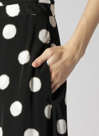 SMALL POLKA DOT CRAPE DE CHINE TEARED SKIRT