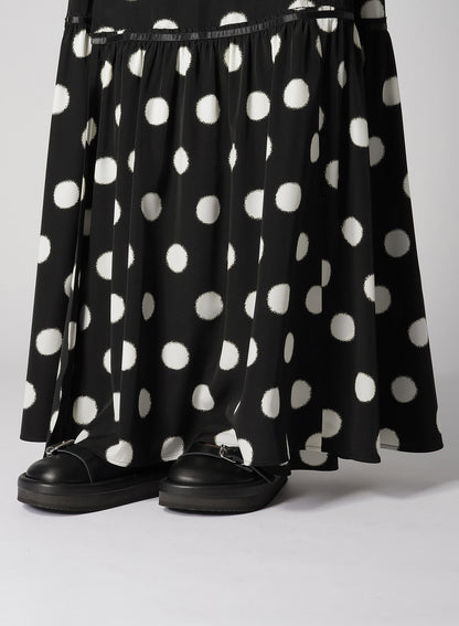 SMALL POLKA DOT CRAPE DE CHINE TEARED SKIRT