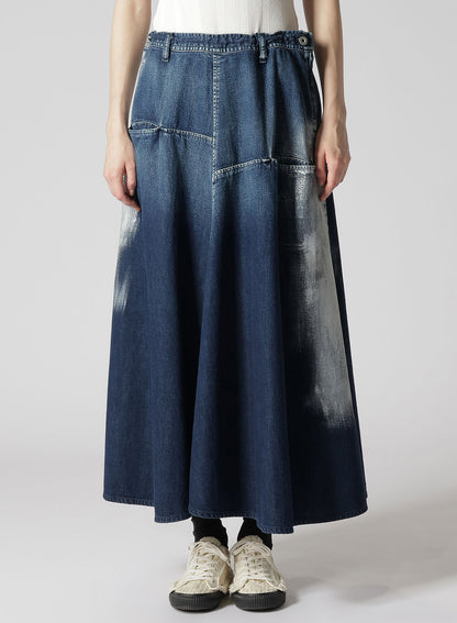 GUSSET FLARE DENIM SKIRT