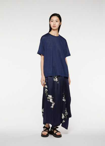 Indigo Style Linen Tenjiku Cutoff Short Sleeve T-shirt