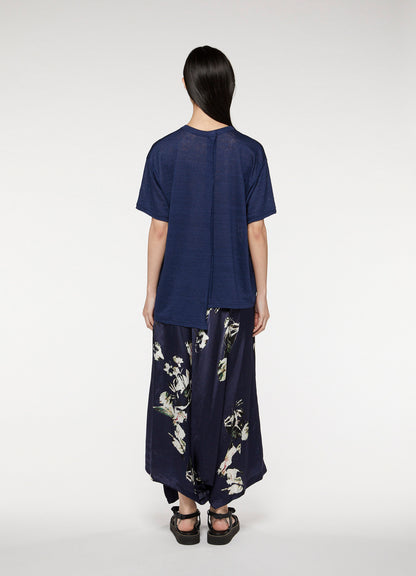 Indigo Style Linen Tenjiku Cutoff Short Sleeve T-shirt