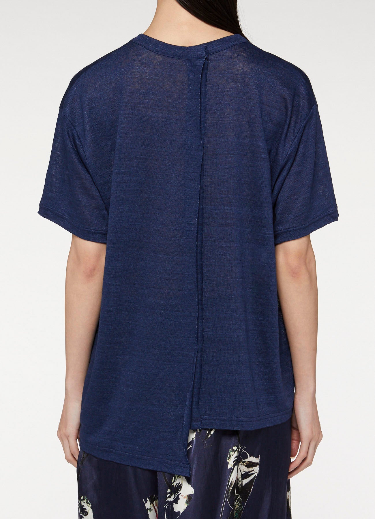 Indigo Style Linen Tenjiku Cutoff Short Sleeve T-shirt