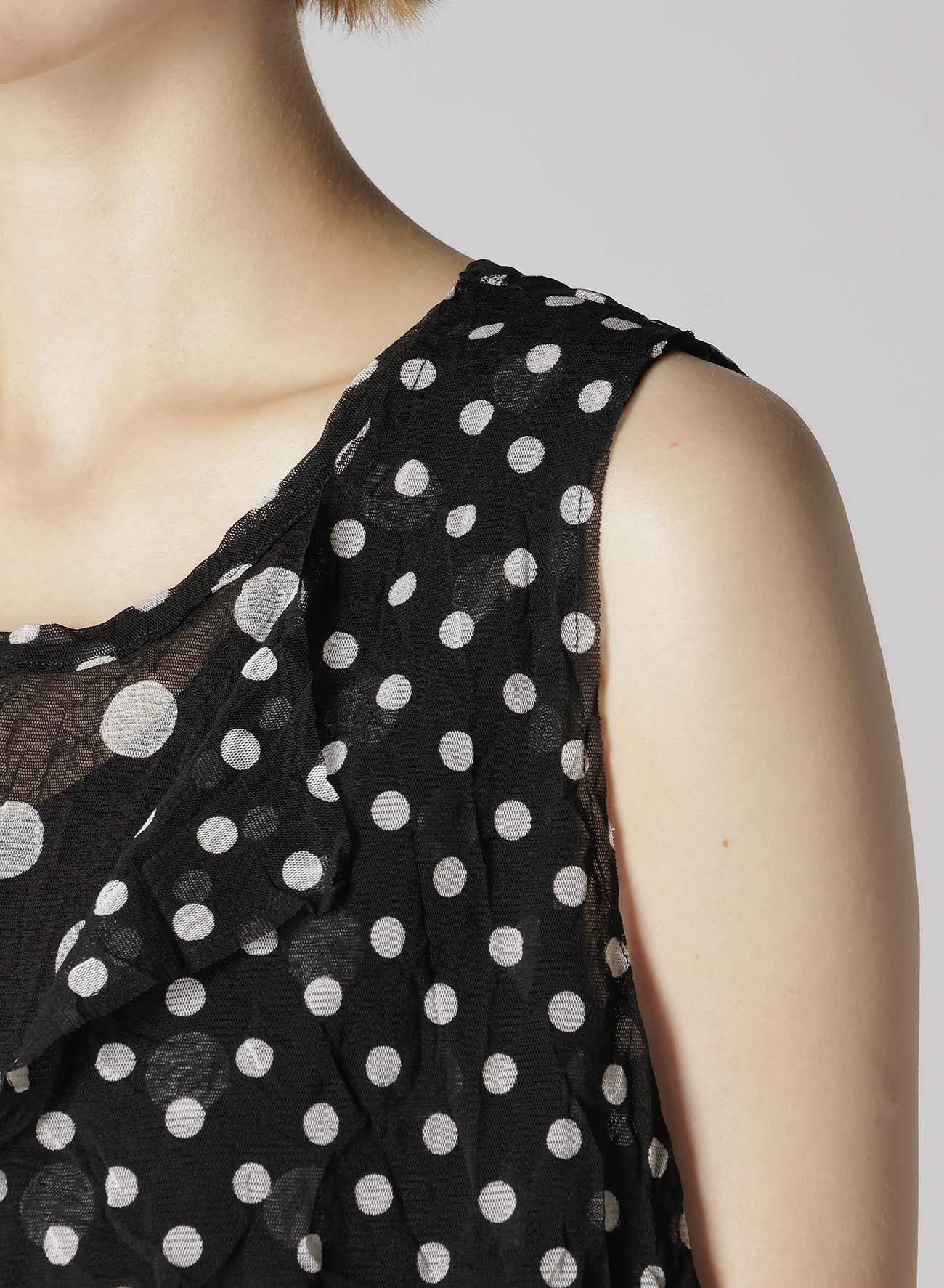 POLYESTER TULLE POLKA DOT SLEEVELESS T