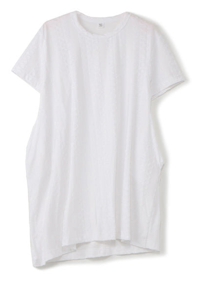 Rayon Velour Dot Stripe Jacquard Asymmetric T-shirt