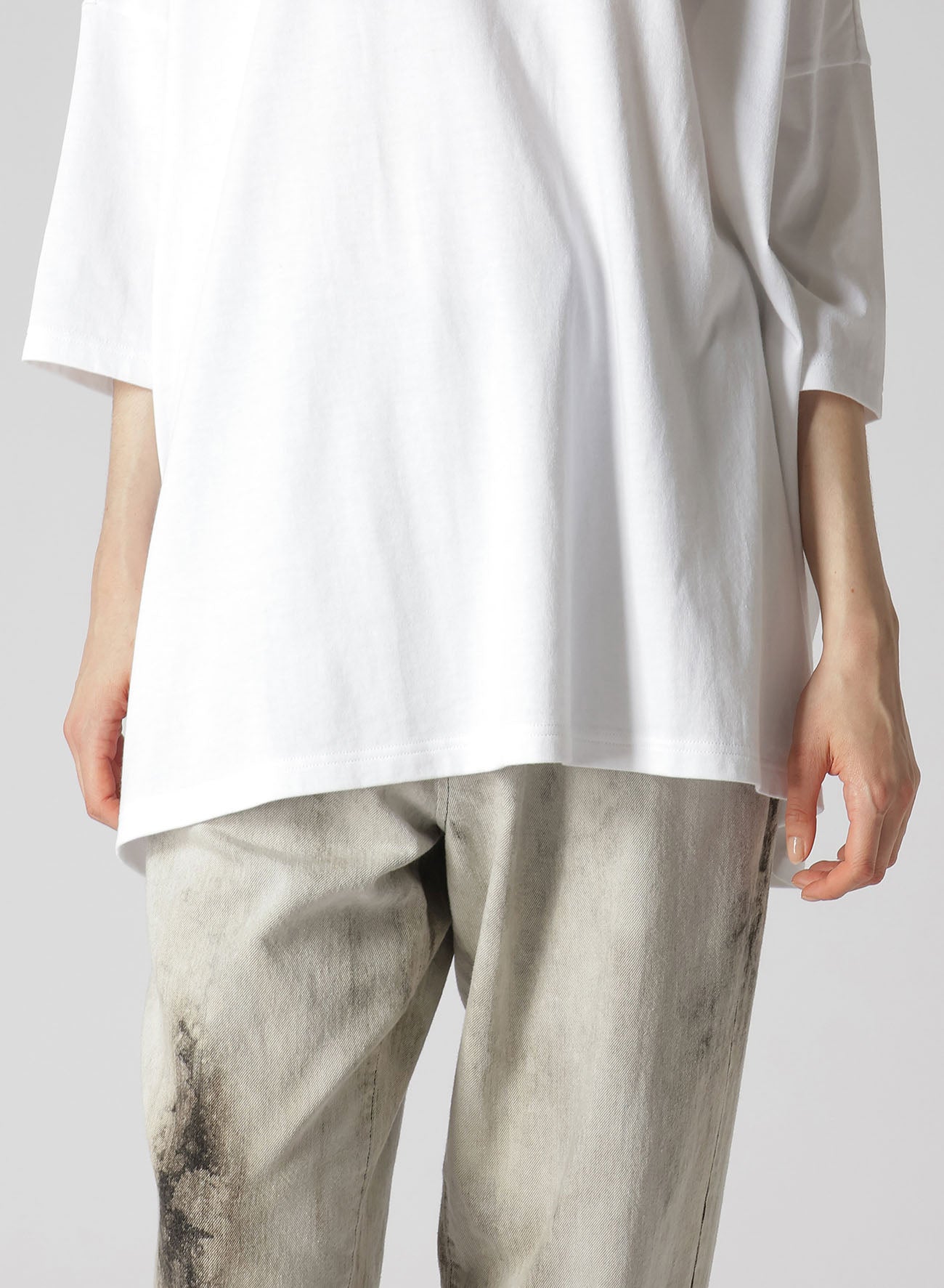 SOFT COTTON JERSEY ROUND NECK OVERSISED PULLOVER