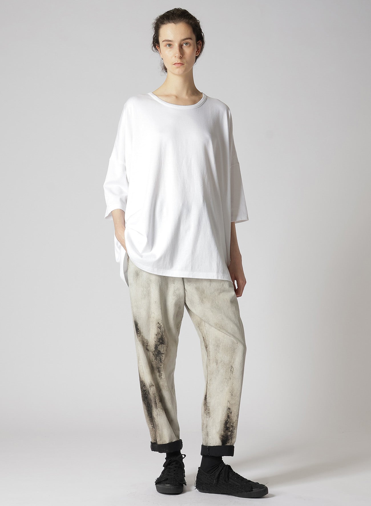 SOFT COTTON JERSEY ROUND NECK OVERSISED PULLOVER