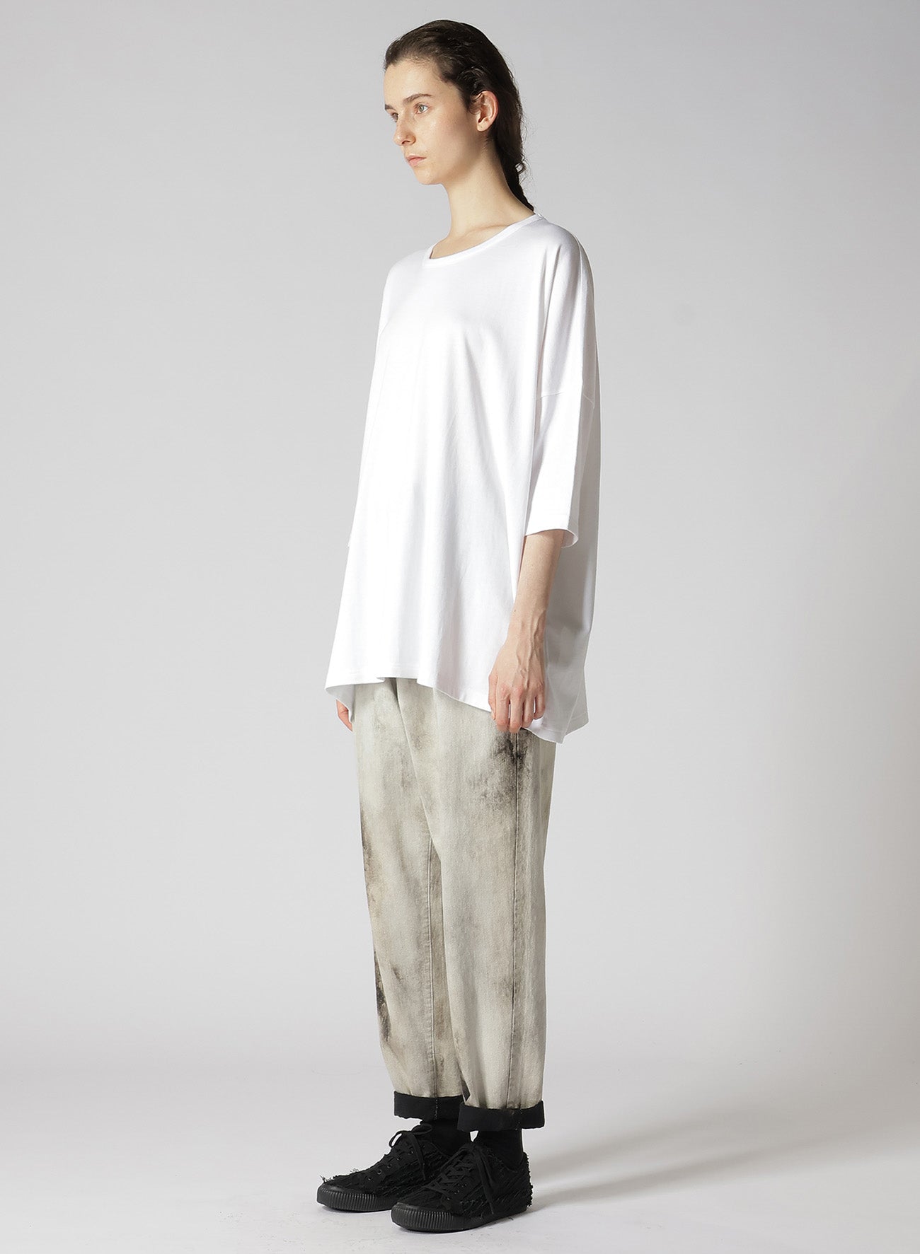 SOFT COTTON JERSEY ROUND NECK OVERSISED PULLOVER