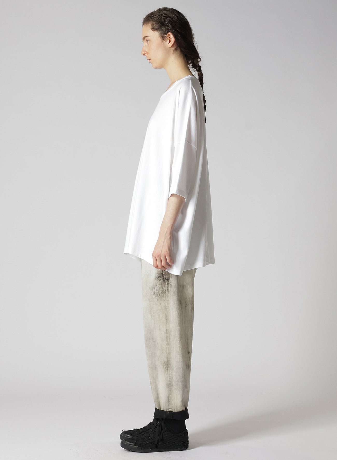 SOFT COTTON JERSEY ROUND NECK OVERSISED PULLOVER