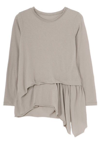 COTTON JERSEY SIDE FLARE LONG SLEEVE T