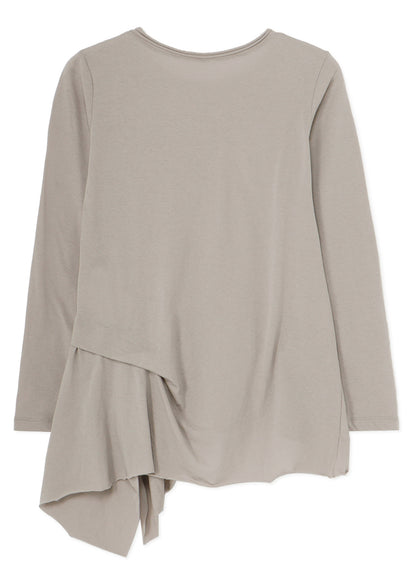 COTTON JERSEY SIDE FLARE LONG SLEEVE T