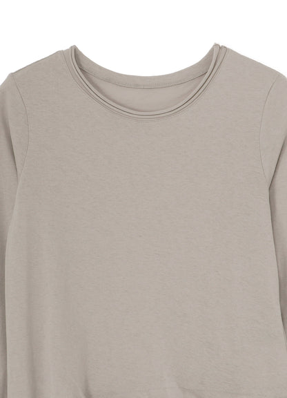 COTTON JERSEY SIDE FLARE LONG SLEEVE T