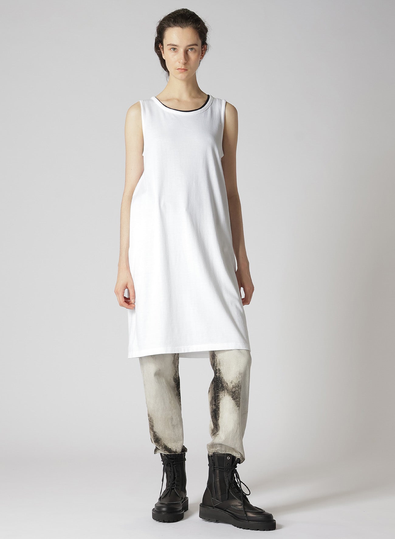 SOFT COTTON JERSEY SLEEVELESS T-SHIRT