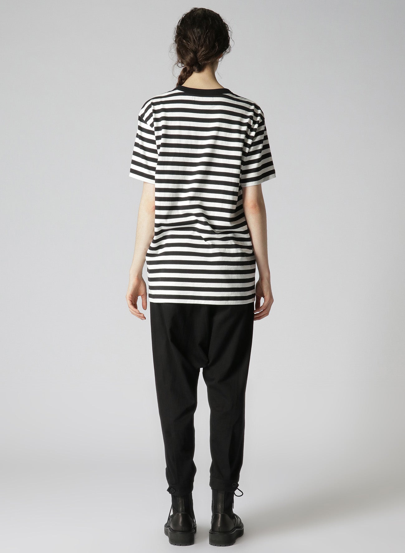 STRIPE WITH POLKA DOT PIGMENT PRINT T