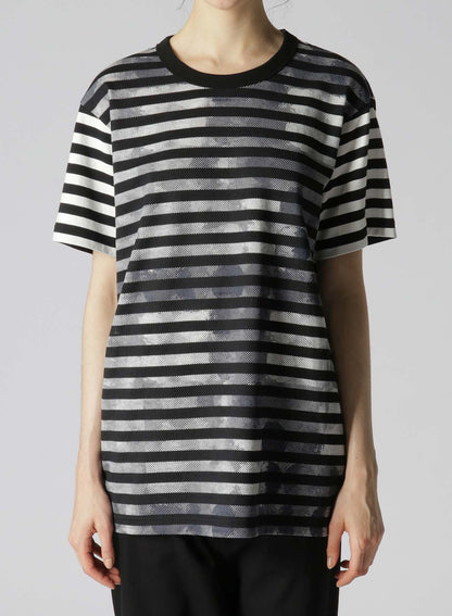 STRIPE WITH POLKA DOT PIGMENT PRINT T