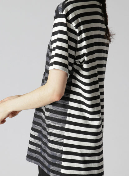 STRIPE WITH POLKA DOT PIGMENT PRINT T