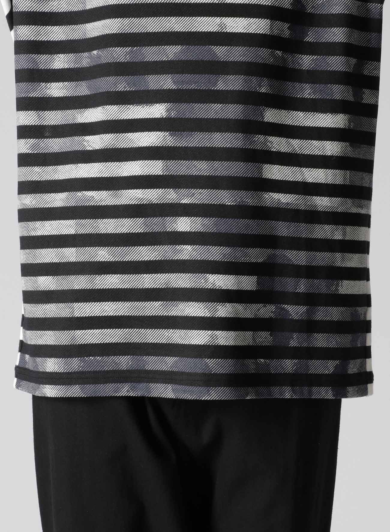 STRIPE WITH POLKA DOT PIGMENT PRINT T